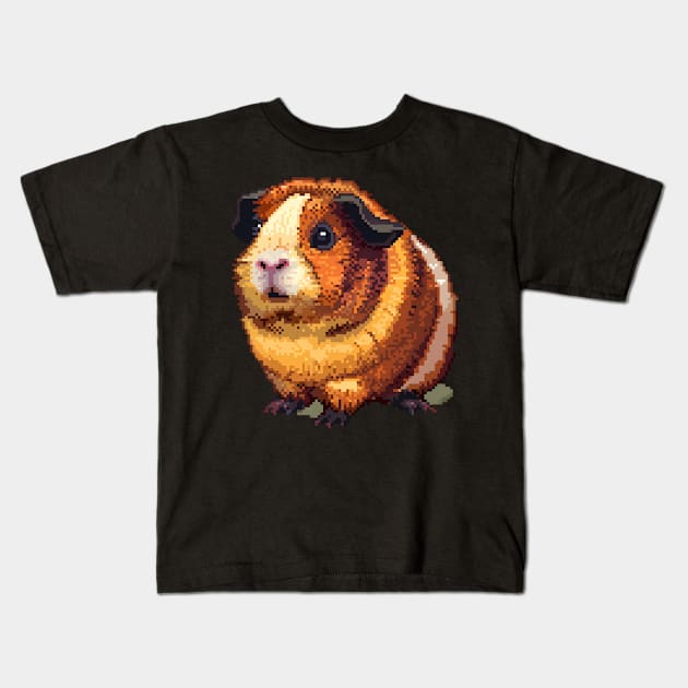 Pixel Guinea Pig Kids T-Shirt by Animal Sphere